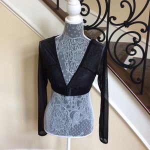 Joseph Ribkoff Black Cami Shadow Sleeves SheerTop